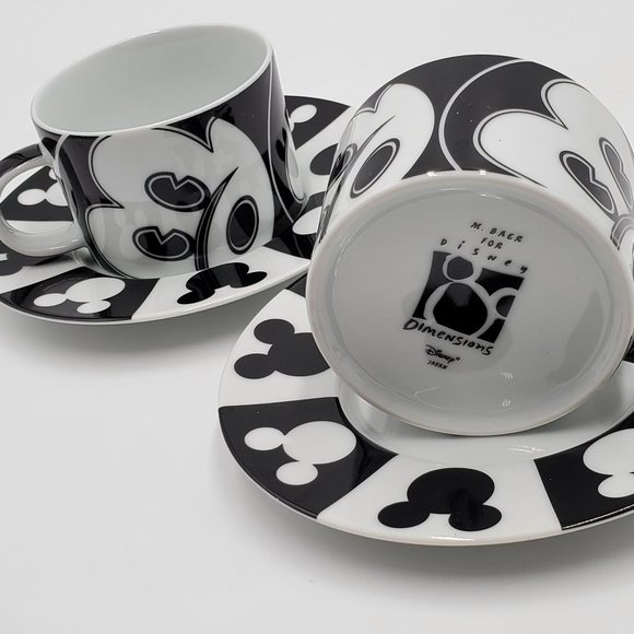 Disney Dimensions Japan - Black & White Mickey cups & saucers - Picture 1 of 16